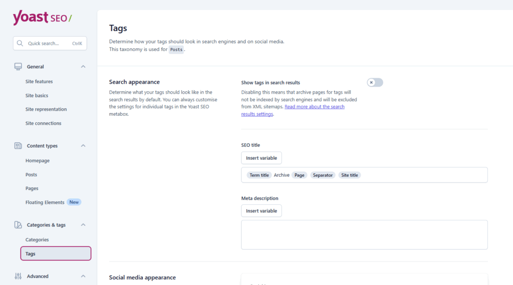 Yoast Tagseiten vom Crawling ausschließen